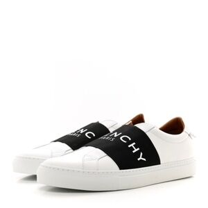 GIVENCHY Calfskin Band Logo women’s Urban Street Sneakers 36 White Black NWT